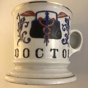 VTG Viking Doctors Shaving Mug Occupational Doctor’s Bag Gold Tone Trim Japan